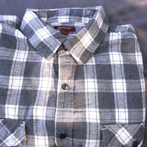 Men's Gray and White Plaid Arizona‎ Jean Company Flannel Shirt Button Down